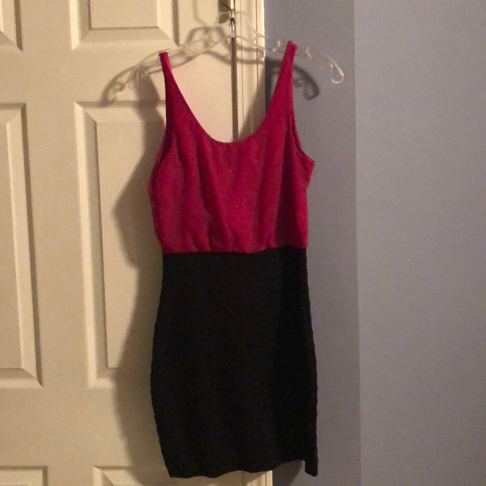 Express hot pink and black super sexy dress